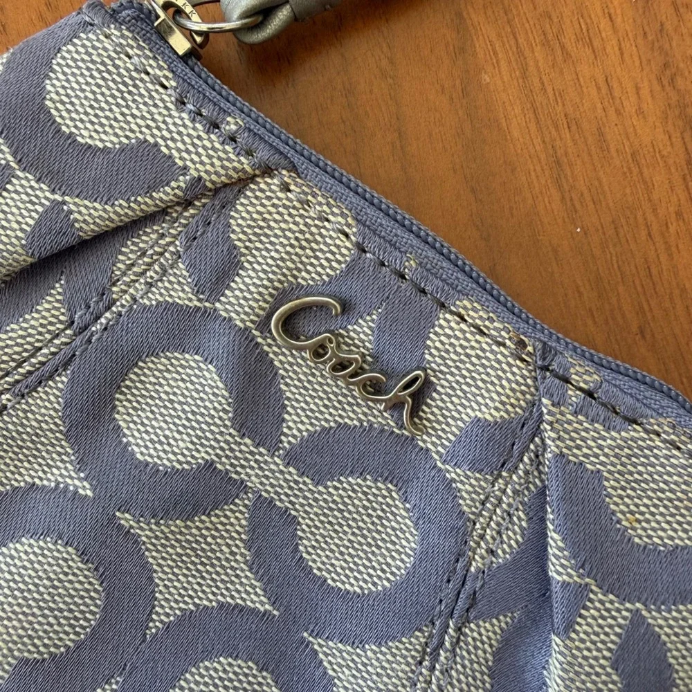 Coach Y2K Signature C Mini Skinny Zip‎ Coin Purse Purple Jacquard Card holder
